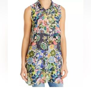 Johnny Was Chelsea Gardens Xanthe Sleeveless Silk Tunic Blouse In Multi